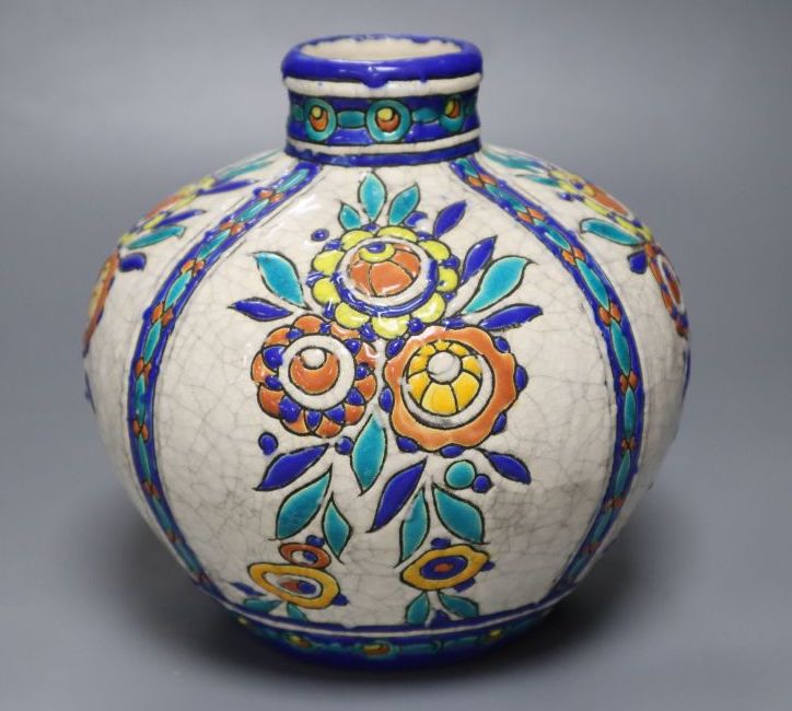 A 1920s Boch Freres enamelled vase, 17cm